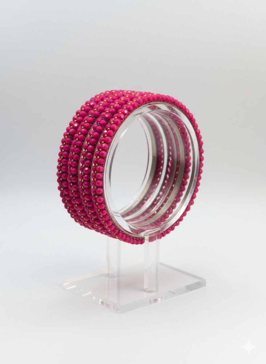 Royal Amethyst Sparkle" Bangle Set with Gold Accents (Set of 4)