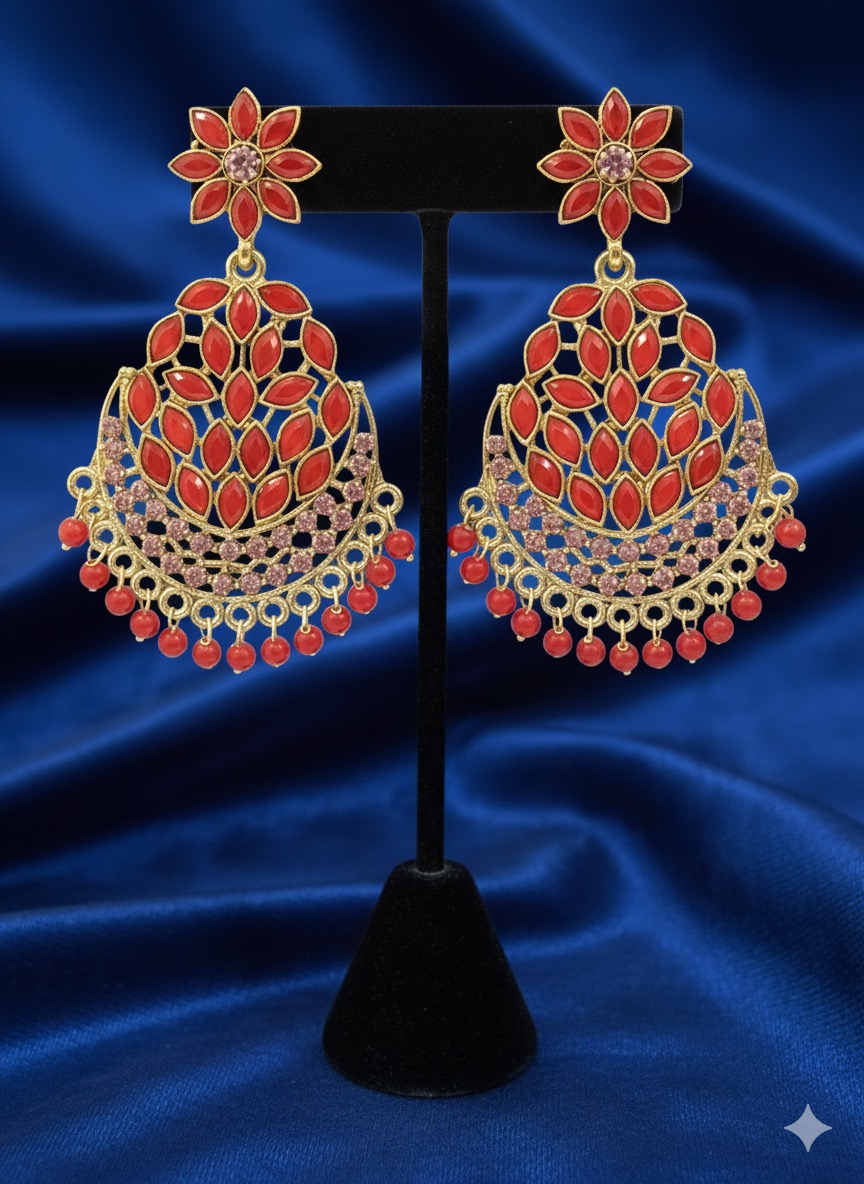 Regal Red Chandbali Drops