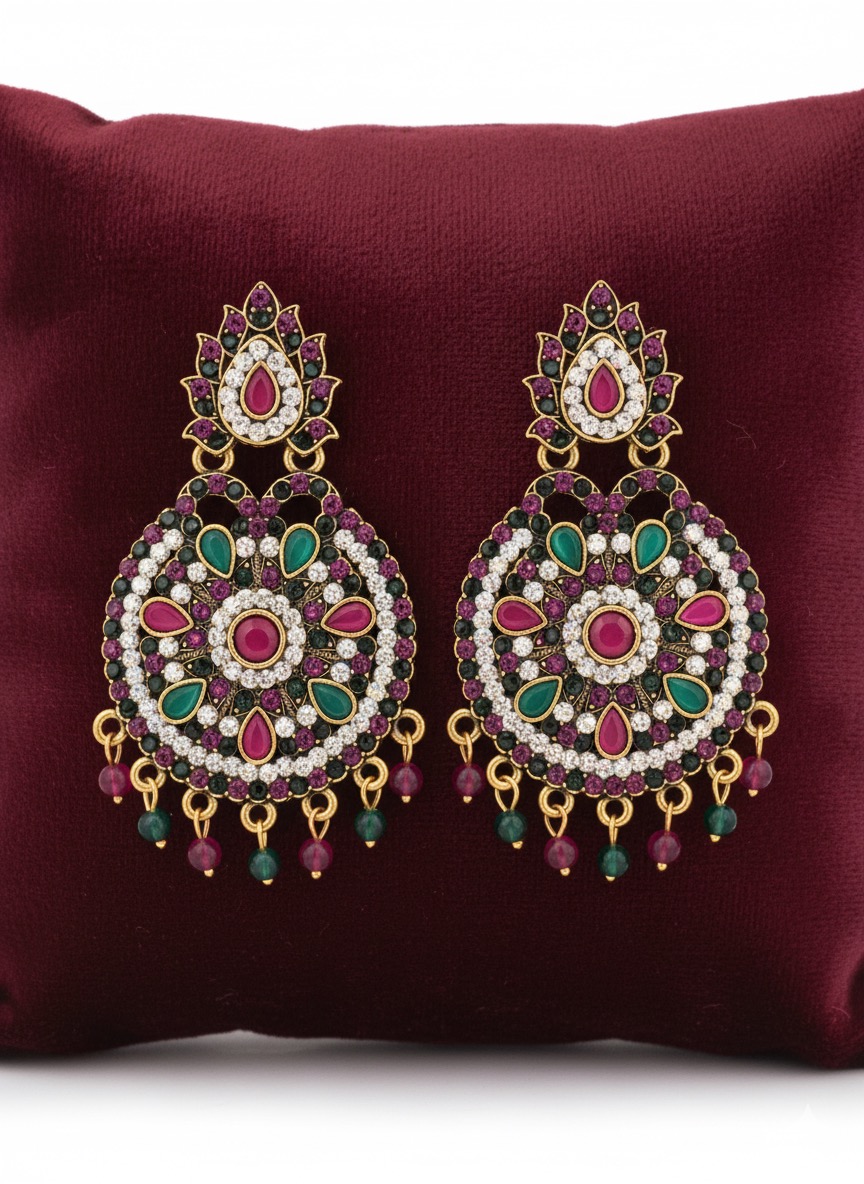 Kundan & Meenakari Style Statement Earrings