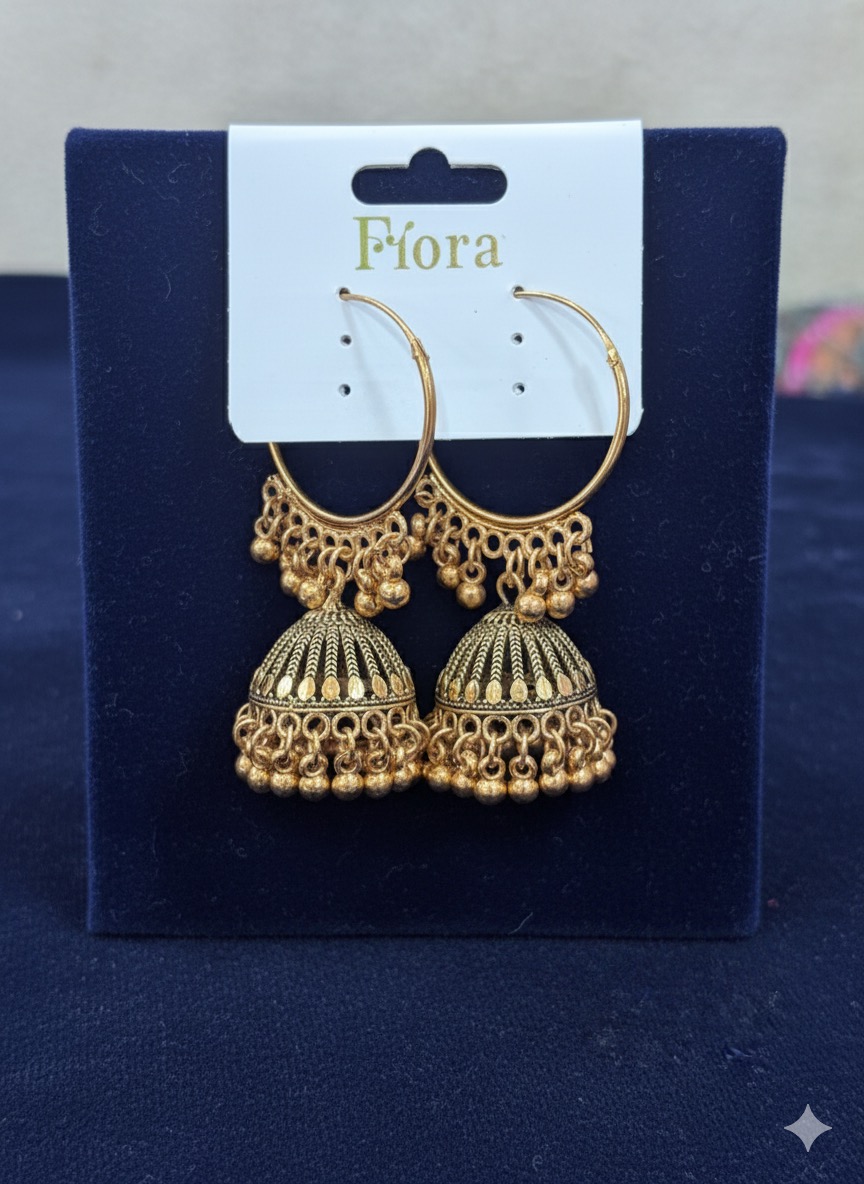 Traditional Temple Style Jhumki with Dangling Bells