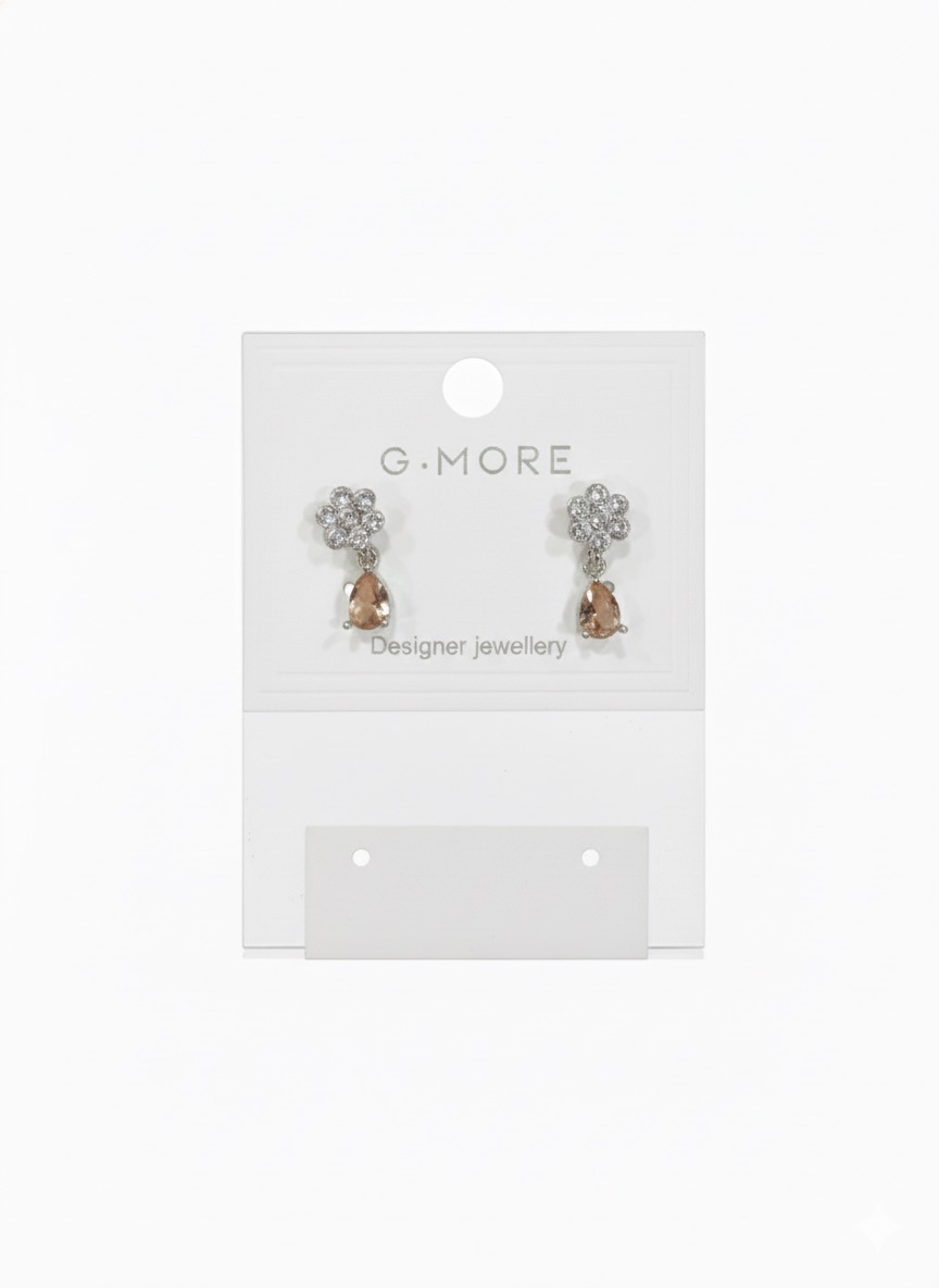 Silver-Plated Cubic Zirconia Flower & Teardrop Drop Earrings